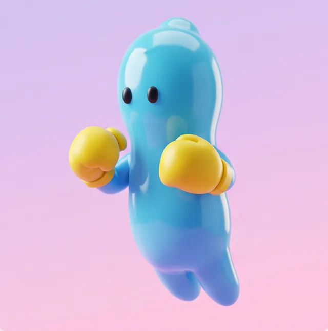 Candy-blue SP0RMZ with yellow boxing gloves