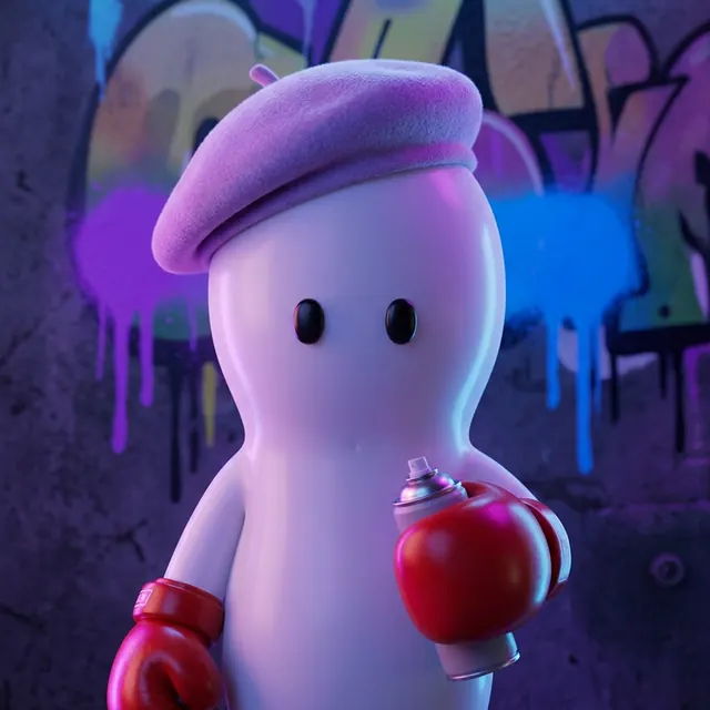 kab, mascot avatar with a beret and a spray can